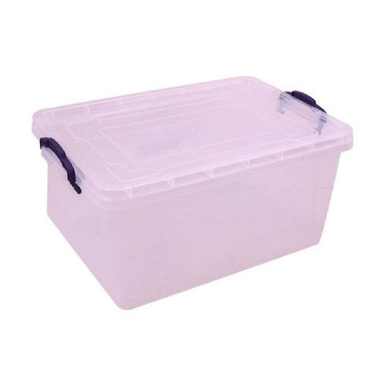 Cutie Depozitare cu Manere si Capac, Capacitate 30L, Culoare Transparent, Dimensiuni 63x40.5x21 cm