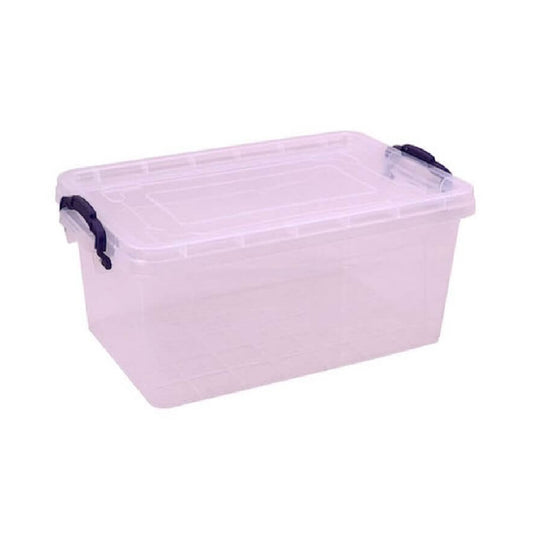 Cutie Depozitare cu Manere si Capac, Capacitate 10L, Culoare Transparent, Dimensiuni 35x23.5x13.5 cm