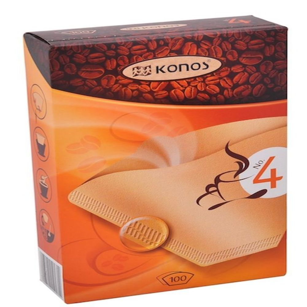 Rezerva Konos din Hartie Filtru de Cafea Tip 4, 100 Buc/Set, Celuloza Pura, Culoare Maro