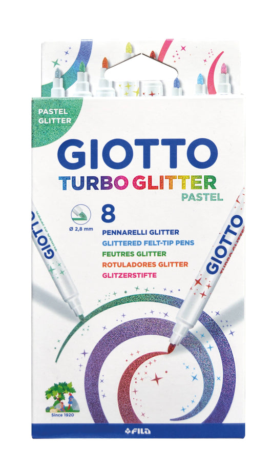 Carioca Cu Sclipici, 8 Culori/blister, Giotto Turbo Glitter