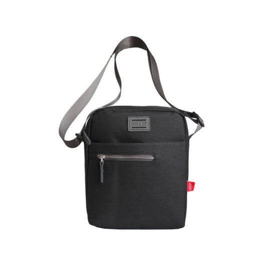 Geanta pentru Umar DACO, 32x28x9 cm, cu 2 Fermoare, Buzunar Frontal, Material Poliester, Negru/Gri, Geanta Casual Sport, Geanta de Umar pentru Adolescenti, Geanta Casual, Genti Casual cu Fermoare pentru Carti si Caiete, Geanta de Scoala, Genti Scoala