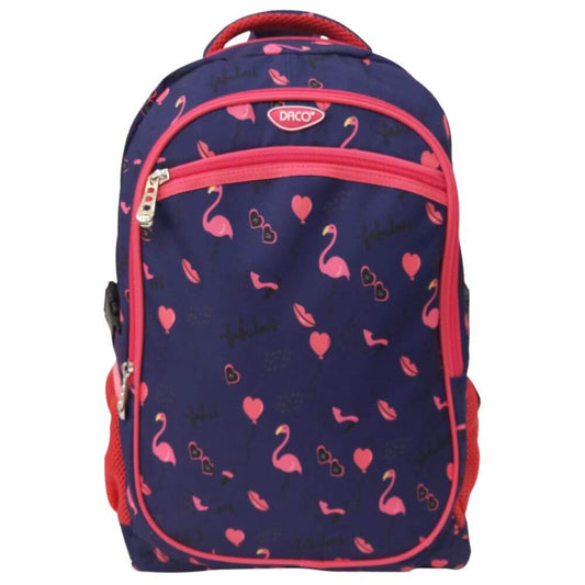 Ghiozdan DACO, 48x32x16.5 cm, Bretele Reglabile, Material Poliester, Model Flamingo, Culoare Mov/Roz, Ghiozdane pentru Fete, Ghiozdane pentru Scoala, Ghiozdan de Scoala, Ghiozdan pentru Copii, Ghiozdan Scolar, Ghiozdane Scolare, Ghiozdanele