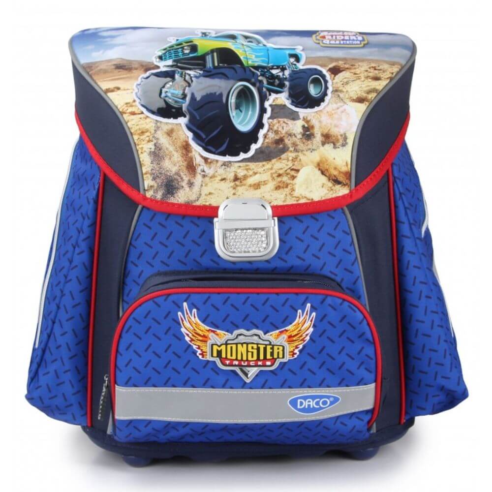 Ghiozdan DACO Tip Container, Model Masina Monster, 40x35x23 cm, Poliester, Albastru, Ghiozdan Scolar, Ghiozdan Scolari, Ghiozdane Scoala, Ghiozdan Adolescenti, Ghiozdane Adolescenti, Ghiozdan Container, Ghiozdan Mare