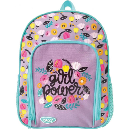 Ghiozdan DACO Model Floral pentru Fete, 29x22x10 cm, Bretele Reglabile si Doua Buzunare Laterale cu Plasa, Material Poliester, Culoare Mov, Ghiozdane Gradinita, Ghiozdane Scoala, Ghiozdan Scolar, Rechizite Scolare
