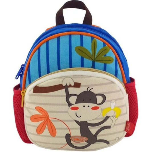 Ghiozdan DACO pentru Gradinita Model Jungla, 24x26x8 cm, Bretele cu Burete Reglabile si Doua Buzunare Laterale cu Plasa, Material Poliester, Multicolor, Ghiozdane Gradinita, Ghiozdane Scoala, Ghiozdan Scolar, Rechizite Scolare