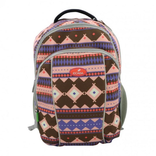 Ghiozdan ECADA pentru Fete, 45.8x31.8x15.3 cm, 2 Fermoare si Bretele Captusite, Material Poliester, Culoare Maro/Roz, Ghiozdan Scolar, Ghiozdan Scolari, Ghiozdan Fete, Ghiozdane Adolescenti, Ghiozdane ECADA, Ghiozdane Scolare, Rechizite Scolare