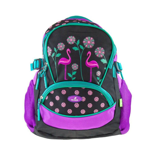 Ghiozdan ECADA, Model Flamingo, 46x32x18 cm, Culori Negru/Mov, Ghiozdan Scolar, Ghizdan Scolari, Ghiozdane Scoala, Ghiozdan Adolescenti, Ghiozdane Adolescenti, Ghiozdane ECADA, Ghiozdan Negru, Ghiozdan Mov, Ghiozdan Mare