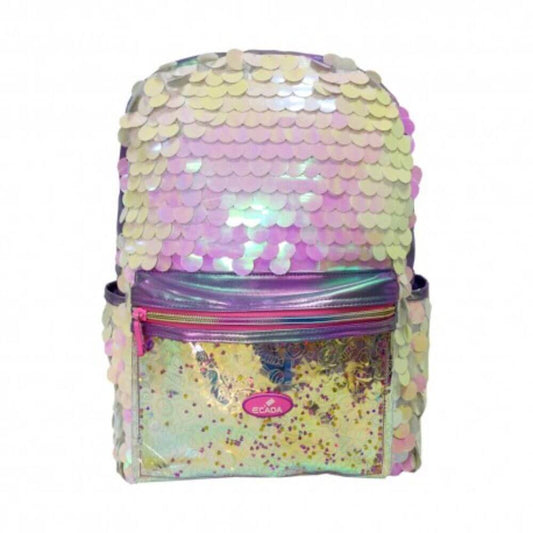 Ghiozdan ECADA Model Solzi pentru Fete, 40x28x12 cm, Material Poliester, Ghiozdan Scolar, Ghiozdan Scolari, Ghiozdane Scoala, Ghiozdan Fete, Ghiozdane Adolescenti, Ghiozdane ECADA, Ghiozdan Multicolor, Ghiozdan Paiete, Rechizite Scolare