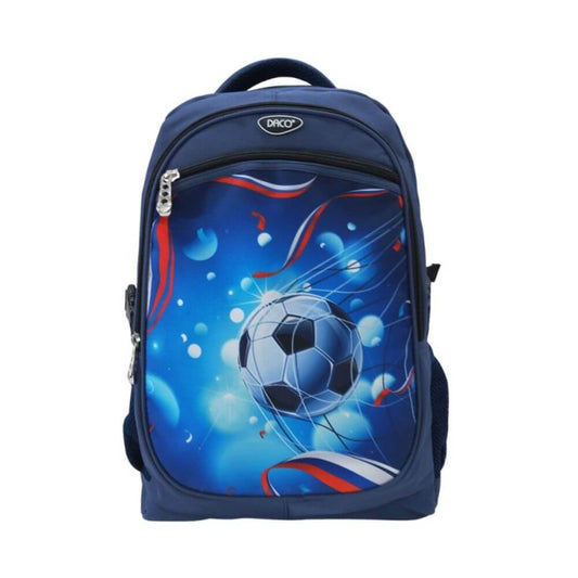 Ghiozdan DACO pentru Scolari, Model Fotbal, 48x32x16.5 cm, Poliester, Albastru, Ghiozdan Scolar, Ghiozdan Scolari, Ghiozdane Scoala, Ghiozdan Adolescenti, Ghiozdane Adolescenti, Rucsac Scoala, Ghiozdan Mare