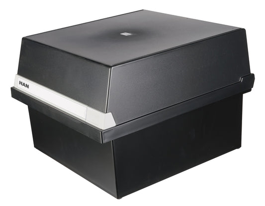 Fisier Liniar Cu Capac, A4, Pentru 1300 Fise Cartonate, Cu 2 Separatoare Cu Index, Han - Negru
