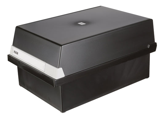 Fisier Liniar Cu Capac, A5, Pentru 1300 Fise Cartonate, Cu 2 Separatoare Cu Index, Han - Negru