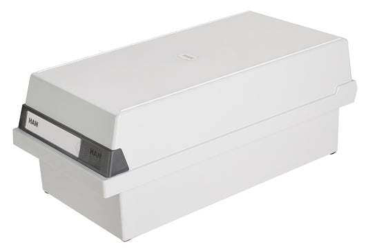 Fisier Liniar Cu Capac, A6, Pentru 1300 Fise Cartonate, Cu 2 Separatoare Cu Index, Han - Gri Deschis