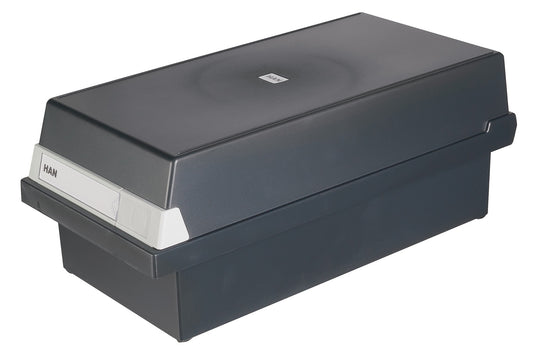 Fisier Liniar Cu Capac, A6, Pentru 1300 Fise Cartonate, Cu 2 Separatoare Cu Index, Han - Negru