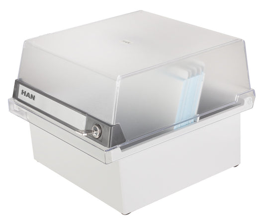 Fisier Liniar Cu Capac Si Cheita, A5, Pt. 800 Fise Cartonate, 1 Separator Cu Index, Han - Gri/transp