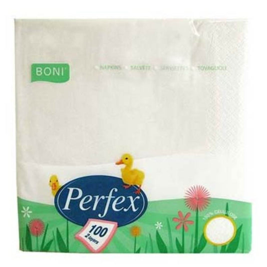 Servetele Perfex Albe, Dimensiune 33x33 cm, 2 Straturi, 100 Foi/Pachet