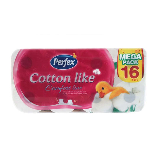 Hartie Igienica Perfex Cotton Like, 3 Straturi, 200 Foi, 16 Role/Bax