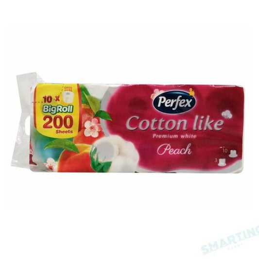Hartie Igienica Perfex Cotton Like cu Parfum de Piersica, 3 Straturi, 200 Foi, 10 Role/Bax