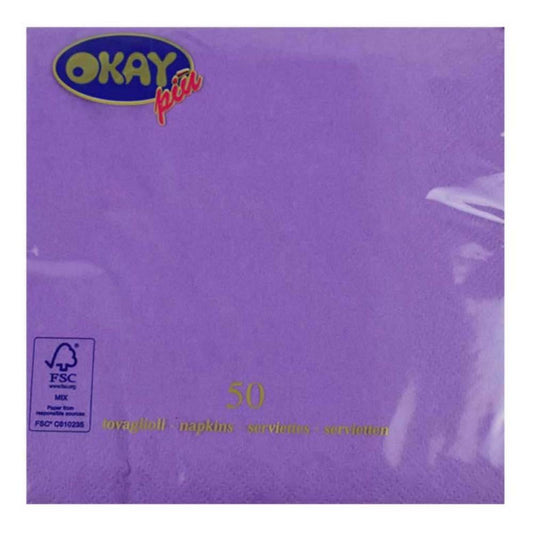 Servetele Okay, Culoare Violet, Dimensiune 33x33 cm, 2 Straturi, 50 Foi/Pachet