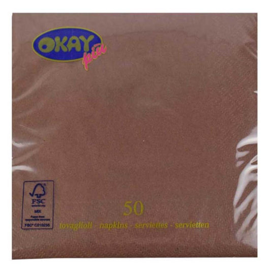 Servetele Okay, Culoare Maro, Dimensiune 33x33 cm, 2 Straturi, 50 Foi/Pachet
