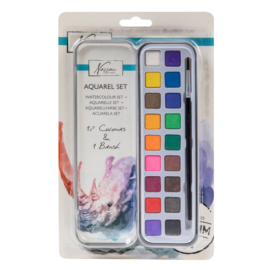 Set de culori acuarele Creative Craft, 18 culori si pensula