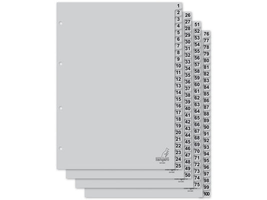 Index Plastic Numeric 1-100, Kangaro