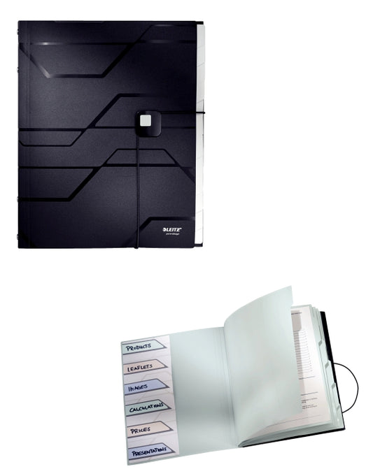Mapa Plastic Cu 6 Separatoare, Leitz Prestige - Negru