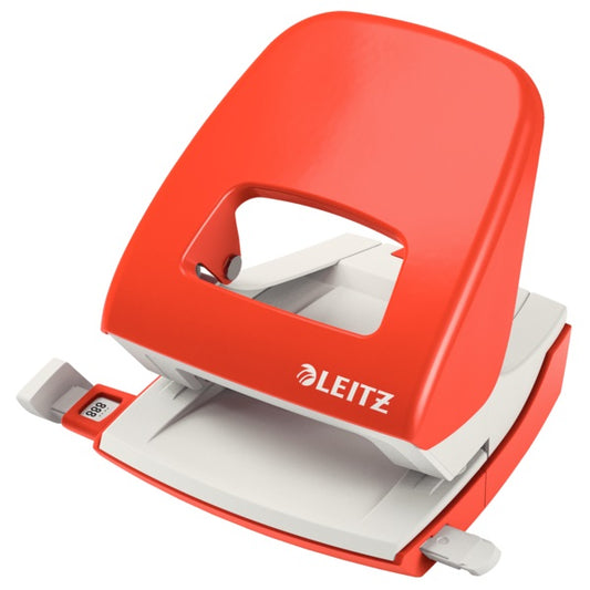 Perforator Metalic Leitz 5008 Nexxt Series, 30 Coli, Rosu-deschis