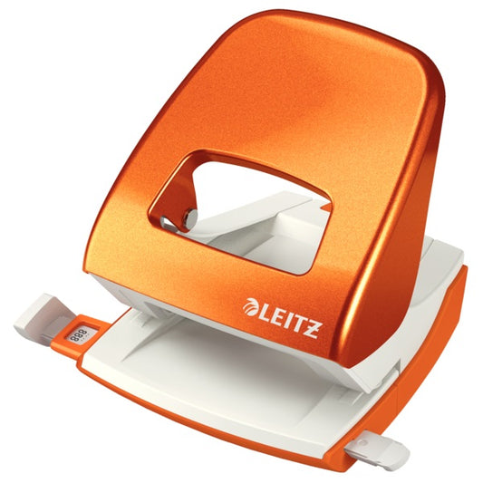 Perforator Metalic Leitz Wow 5008 Nexxt Series, Cutie, 30 Coli - Portocaliu Metalizat