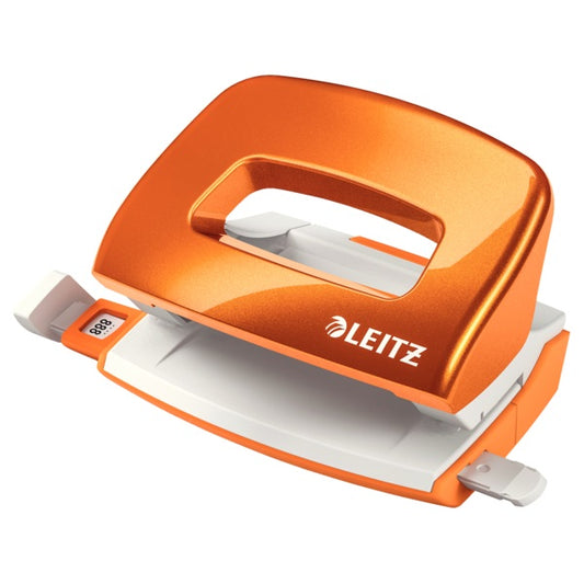 Perforator Metalic Leitz Wow 5060 Mini Nexxt Series, 10 Coli, Portocaliu Metalizat