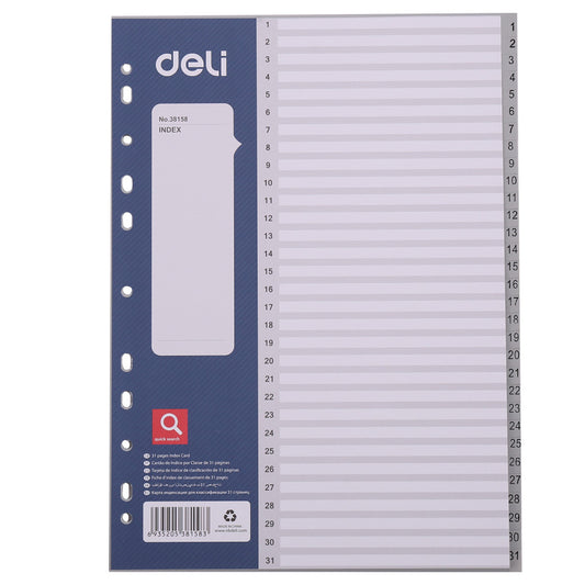 Separatoare Index Plastic 1-31 Deli