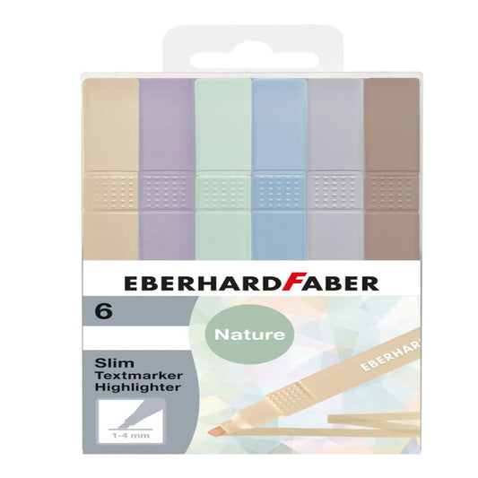 Textmarker Slim Patrat Set 6 Buc Nuante Naturale Faber-castell