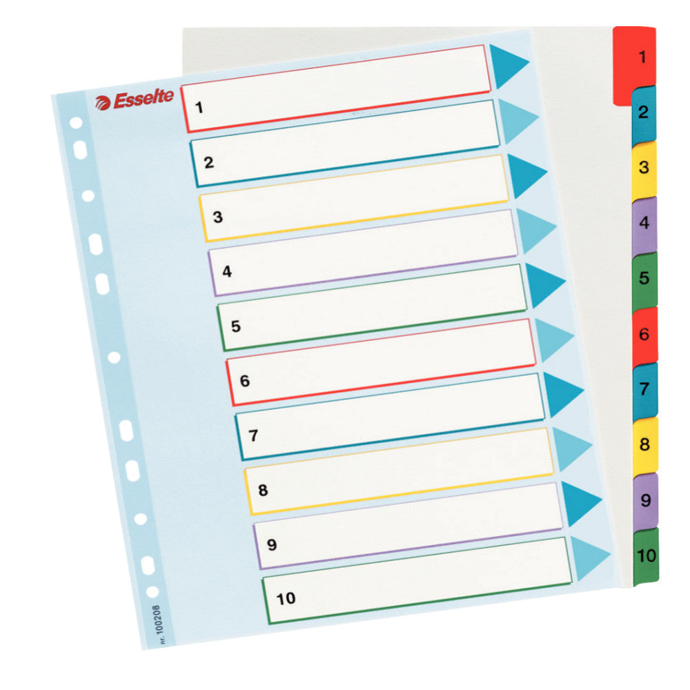 Separatoare Index Plastic 1-10 Reinscriptibil Esselte