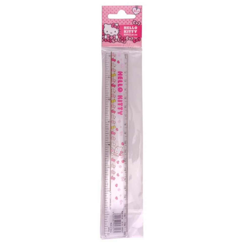 Rigla din Plastic pentru Fete, 200 mm, Model Hello Kitty