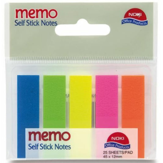 Set 5 Culori Index Adeziv din Plastic Noki, 12x45mm, Index Diverse Culori Noki, Index Plastic Colorat, Sticky Notes Noki, Set 5 Stickere, Set Index din Plastic Colorat