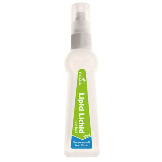 Lipici Lichid cu Bila ECADA, 50 ml, Lipici Transparent, Lipici Scoala Lichid,Lipici Lichid Transparent, Lipici Lichid cu Bila, Lipici Transparent Daco