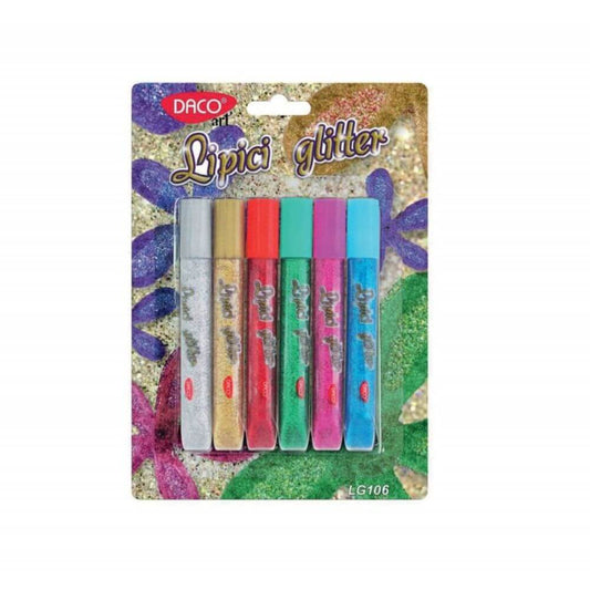 Lipici Lichid Glitter DACO, 6 Buc/Set, 10.5 ml/Tub, Multicolor, Lipici pentru Slime, Lipici Colorat pentru Slime, Lipici Lichid Slime, Lipici Slime Daco, Lipici cu Sclipici, Lipici Lichid cu Sclipici, Lipici cu Sclipici pentru Slime