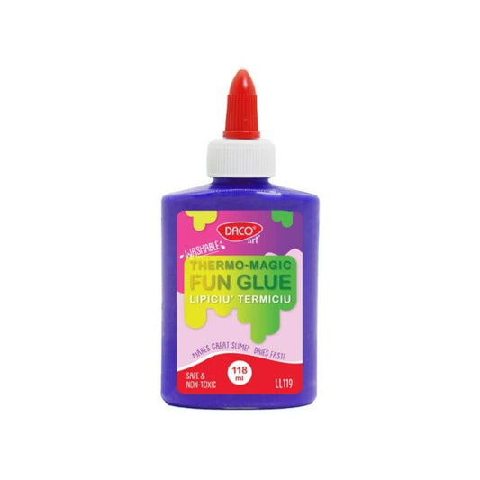 Lipici Lichid Colorat Termosensibil DACO, Model Lipiciu Termiciu, 118 ml, Diverse Culori, Lipici pentru Slime, Lipici Colorat pentru Slime, Lipici Lichid Slime, Lipici Slime Daco, Lipici Scoala, Lipici Daco Termosensibil