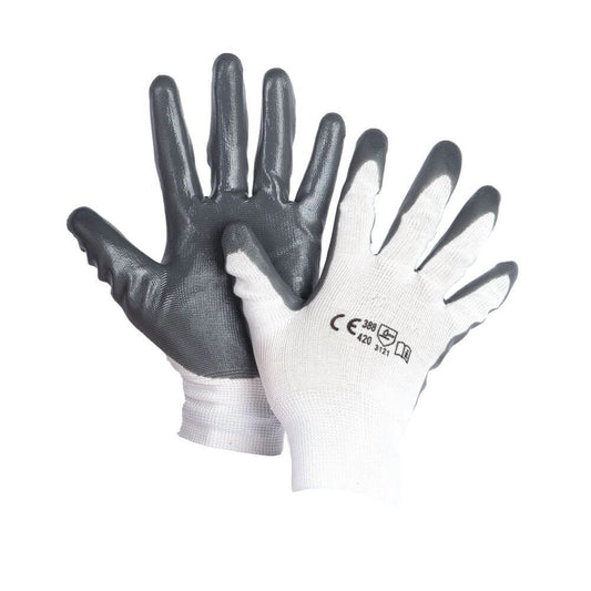 Manusi Protectie Gray Eco M13, 10/XL, Tesatura Nylon, Nitril, Alb/Gri, Manusi Protectie XL, Manusi Protectie Mari, Manusi Protectie Nylon si Nitril, Manusi Nylon si Nitril, Manusi Nitril si Tesatura, Manusi Protectie Nitril si Nylon