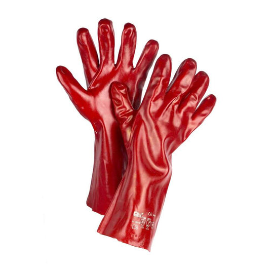 Manusi Protectie M15, 10.5/XL, 35 cm, PVC pe Bumbac, Rosu, Manusi de Protectie Cauciucate, Manusi de Protectie Mari, Manusi de Protectie de PVC pe Suport de Bumbac, Manusi de Protectie Lungi, Manusi Menaj, Manusi pentru Menaj