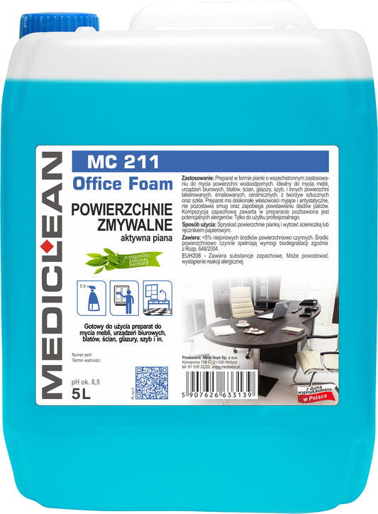 Detergent Spuma Pentru Curatarea Suprafetelor Lavabile Mediclean Mc211, 5l