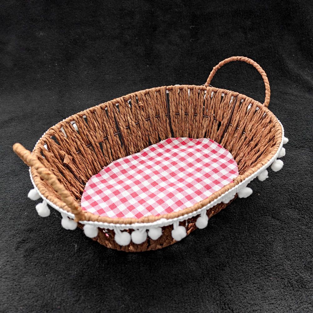 Cos Impletit Oval Maro, Material Plastic si Metal, Dimensiune 27x8 cm