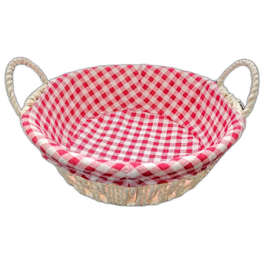Cos Impletit Rotund Alb, Material Plastic si Metal, Dimensiune 22x8 cm