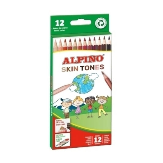 Creioane Colorate, Cutie Carton, 12 Culori/set, Alpino - Skin Tones