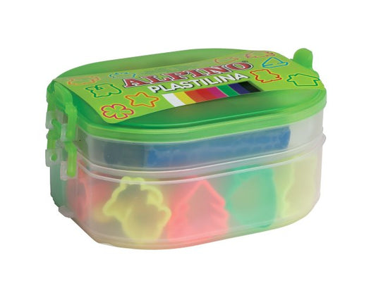 Kit 7 Culori X 54gr Plastilina + 16 Forme Modelaj + 3 Rollere, Alpino