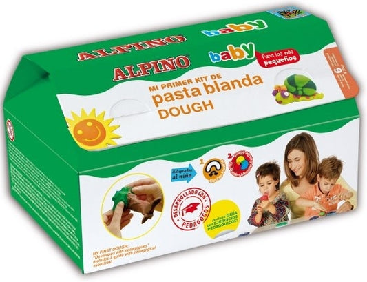 Kit 6 Culori X 35gr Plastilina + 10 Forme Modelaj + Roller, Alpino Baby