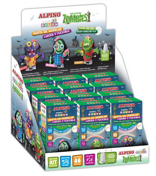 Display 12 (4 X 3) Plastilina Magica, Alpino Walking Zombies
