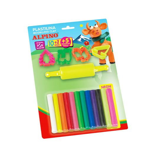 Kit Plastilina Alpino, 10 X17gr. + Ustensile Pentru Modelat
