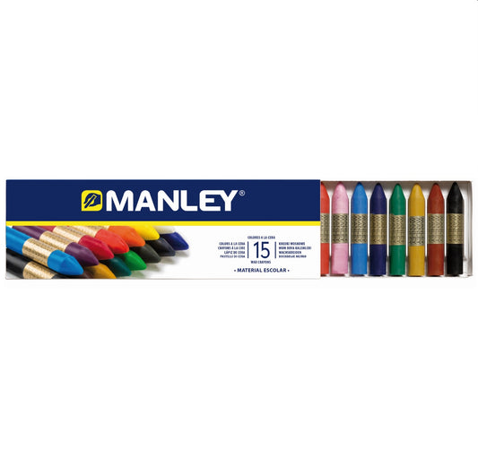 Creioane Cerate, Cutie Carton, 15 Culori/cutie - Manley