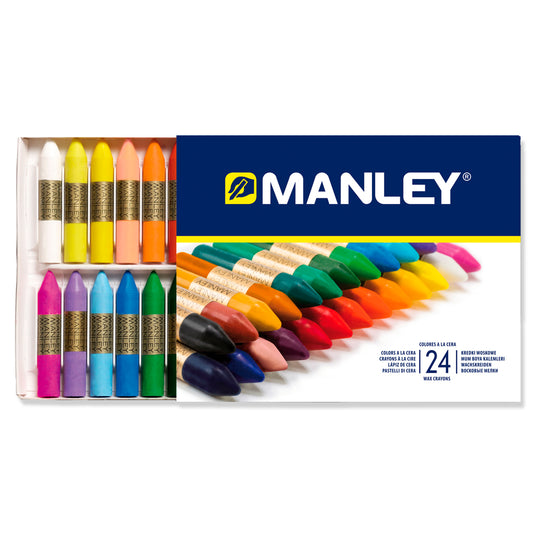 Creioane Cerate, Cutie Carton, 24 Culori/cutie - Manley