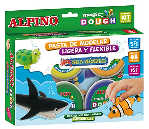 Kit 6 Culori X 40gr Plastilina Magica + 4 Seturi Accesorii, Alpino Sea World